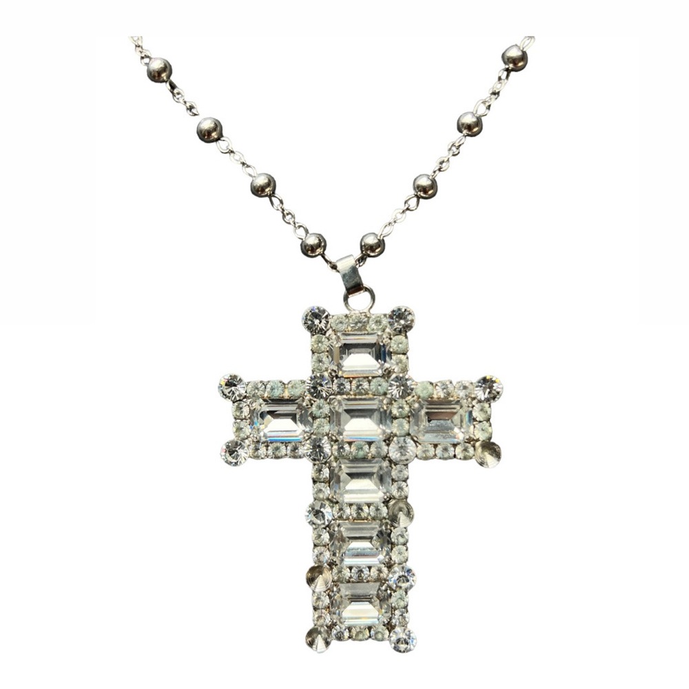 Dolce & Gabbana Crystal Cross Necklace 2000s